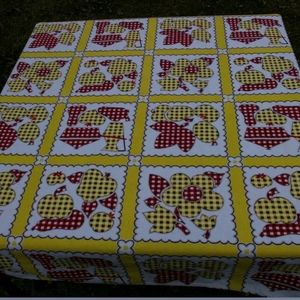 Vintage Tablecloth Fruit Flowers Rectangle Small